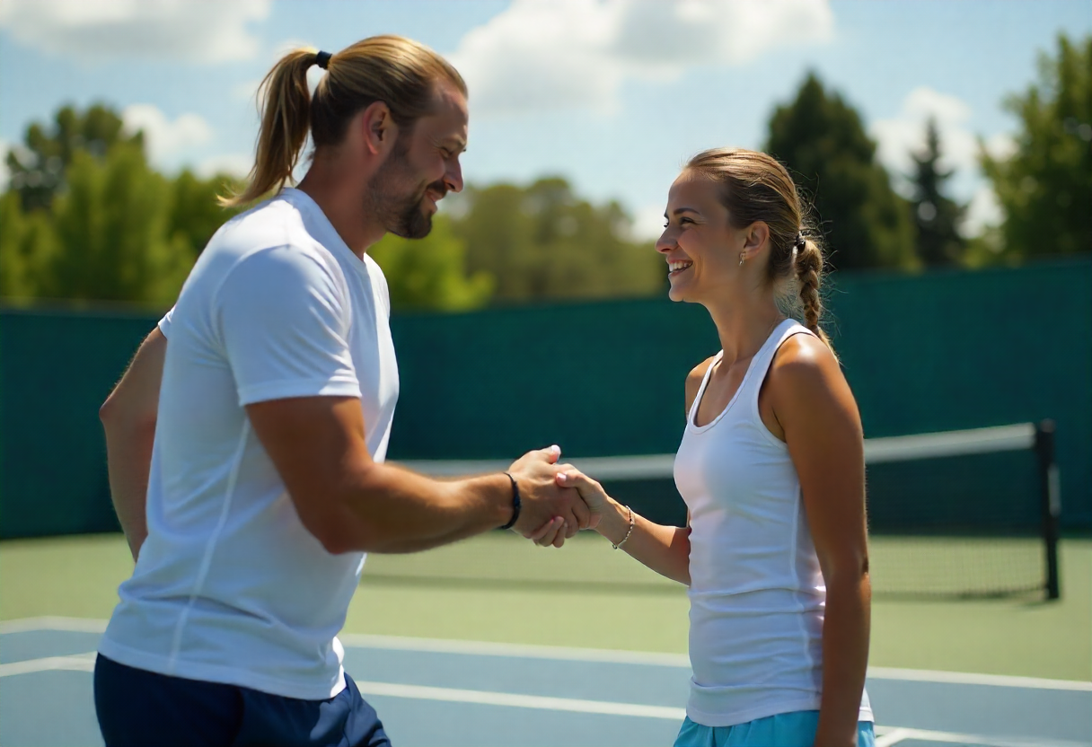 Tennis players having fun